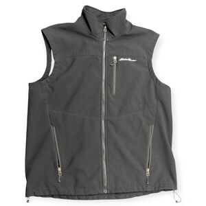 Eddie Bauer Soft Shell Fleece Vest Mens XL Black Full Zip Pockets Outdoors